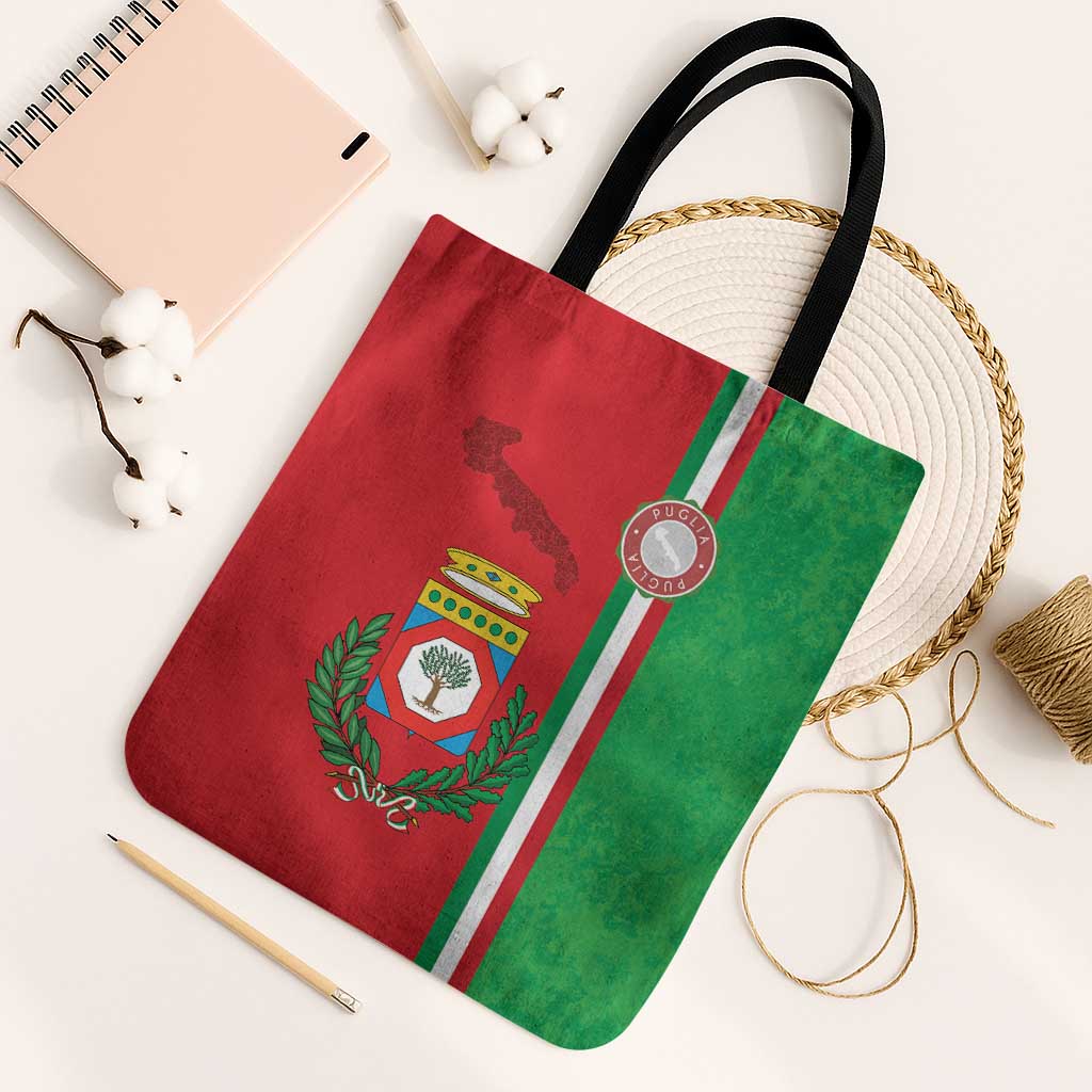 Italy Apulia Tote Bag Map Of Apulia With Coat Of Arms - Wonder Print Shop
