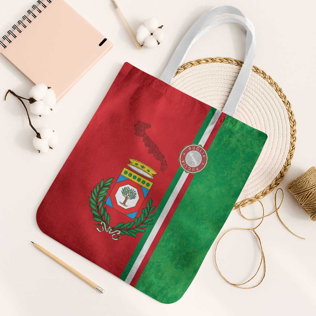 Italy Apulia Tote Bag Map Of Apulia With Coat Of Arms - Wonder Print Shop