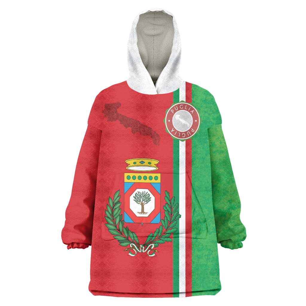 Italy Apulia Wearable Blanket Hoodie Map Of Apulia With Coat Of Arms - Wonder Print Shop