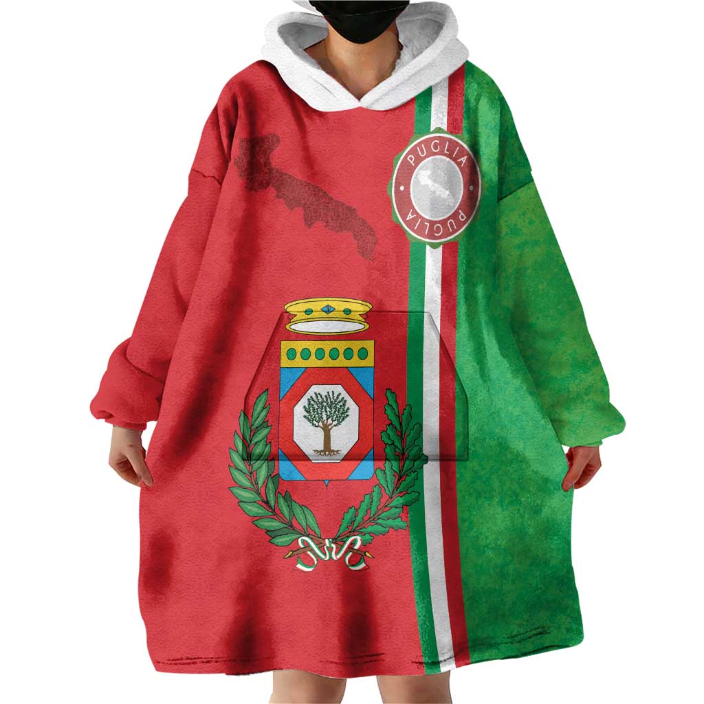 Italy Apulia Wearable Blanket Hoodie Map Of Apulia With Coat Of Arms LT19