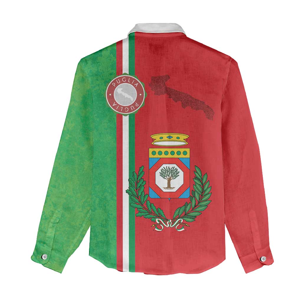 Italy Apulia Women Casual Shirt Map Of Apulia With Coat Of Arms LT19