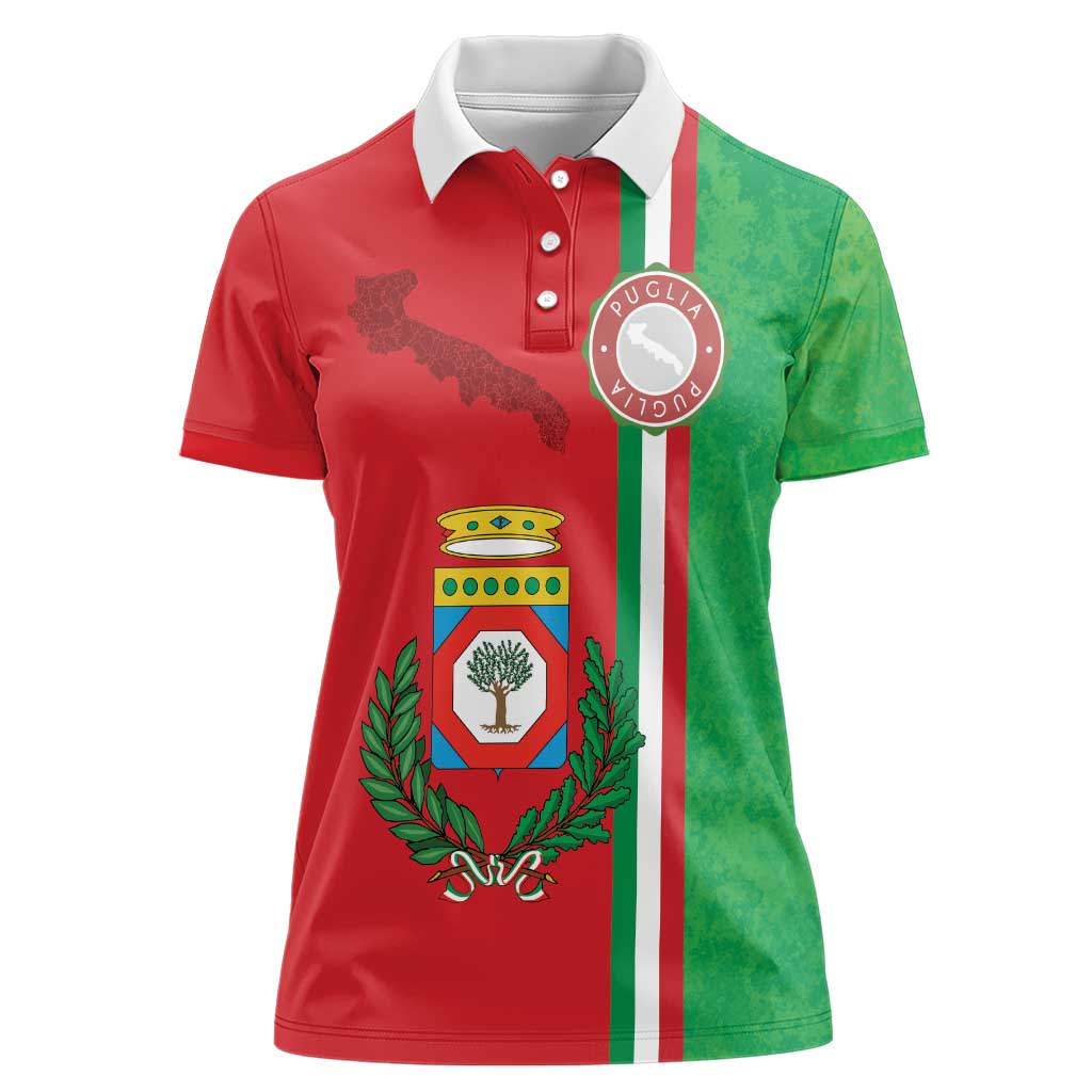 Italy Apulia Women Polo Shirt Map Of Apulia With Coat Of Arms - Wonder Print Shop