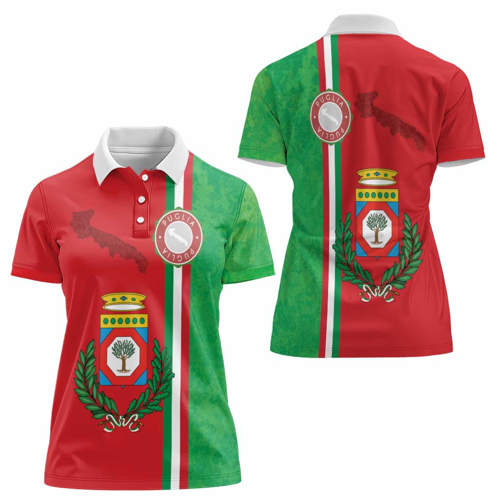 Italy Apulia Women Polo Shirt Map Of Apulia With Coat Of Arms LT19