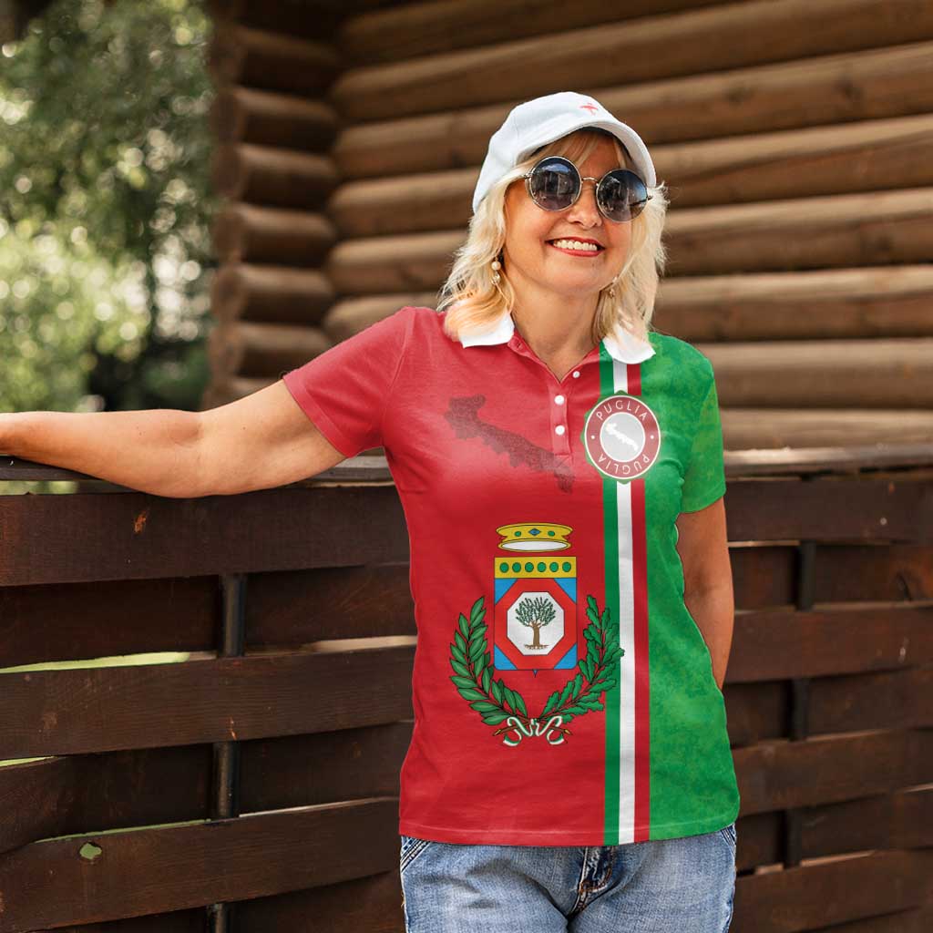 Italy Apulia Women Polo Shirt Map Of Apulia With Coat Of Arms LT19