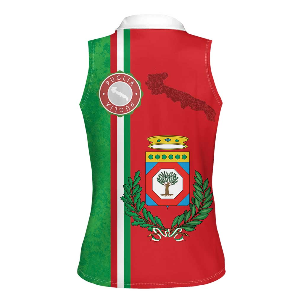Italy Apulia Women Sleeveless Polo Shirt Map Of Apulia With Coat Of Arms LT19