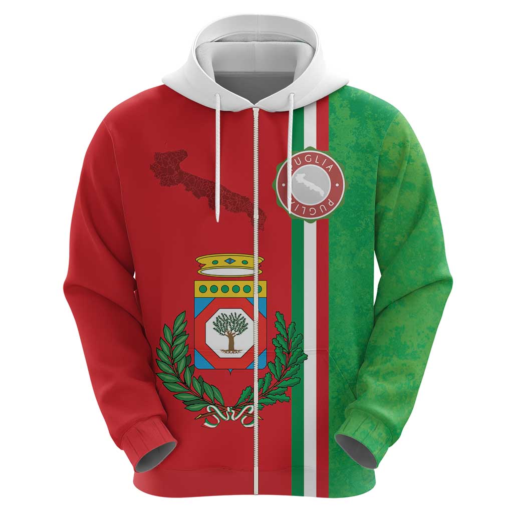 Italy Apulia Zip Hoodie Map Of Apulia With Coat Of Arms LT19