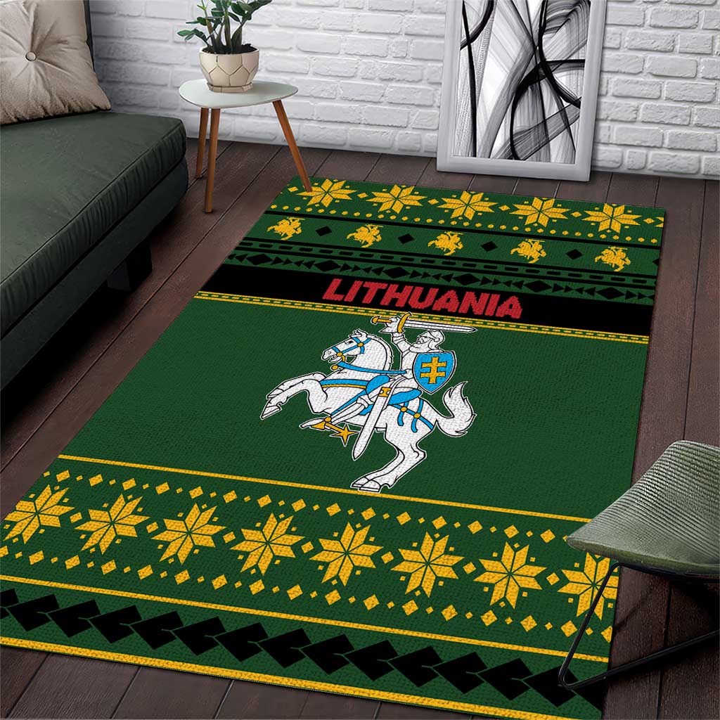 Lithuania Christmas Area Rug Coat Of Arms Linksmu Kaledu - Wonder Print Shop