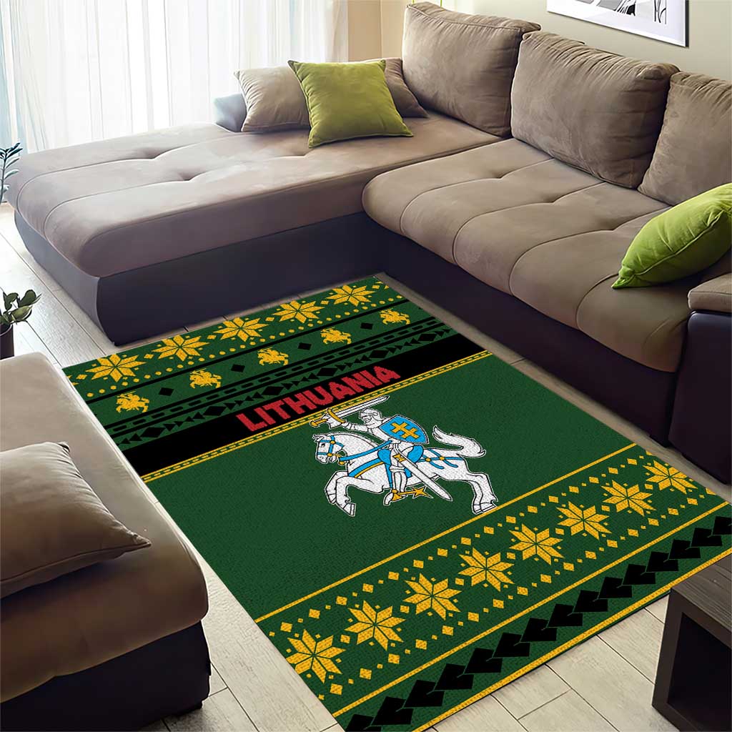 Lithuania Christmas Area Rug Coat Of Arms Linksmu Kaledu - Wonder Print Shop