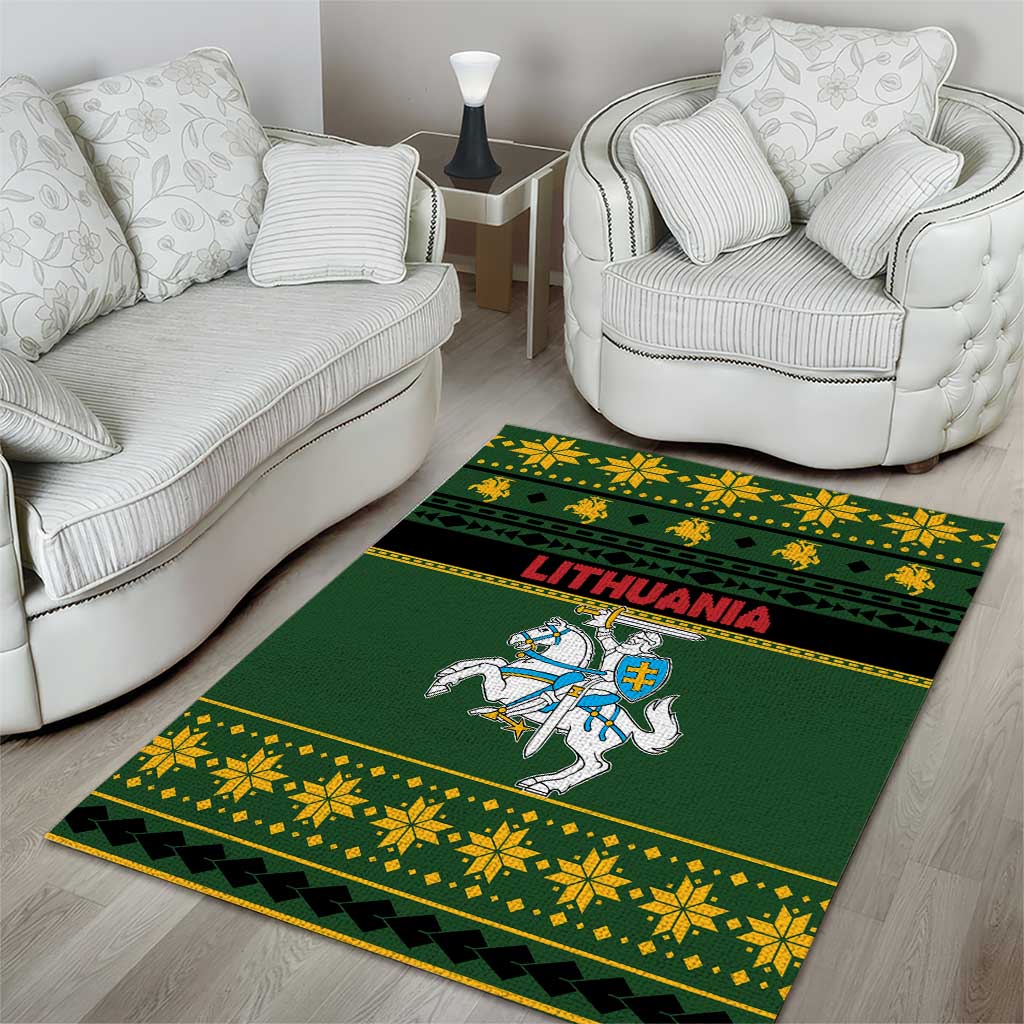 Lithuania Christmas Area Rug Coat Of Arms Linksmu Kaledu - Wonder Print Shop