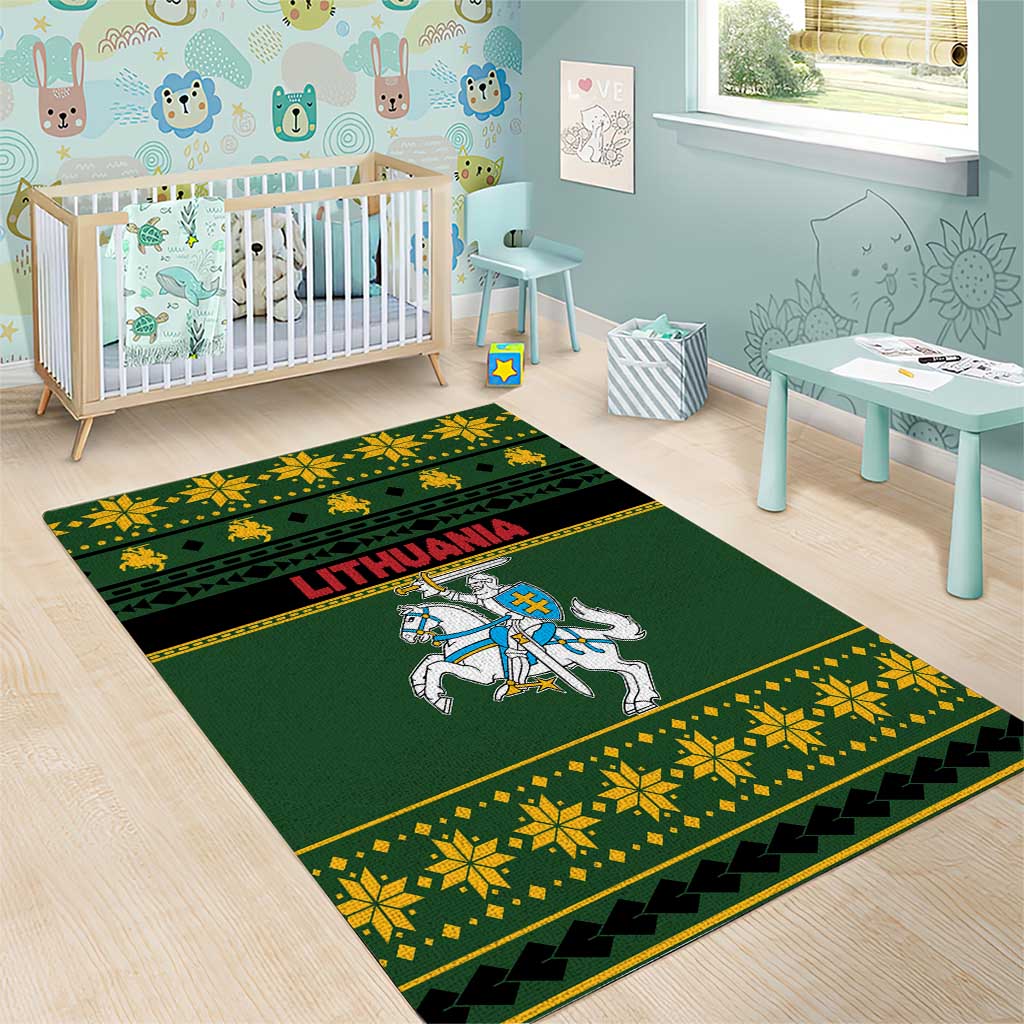 Lithuania Christmas Area Rug Coat Of Arms Linksmu Kaledu - Wonder Print Shop