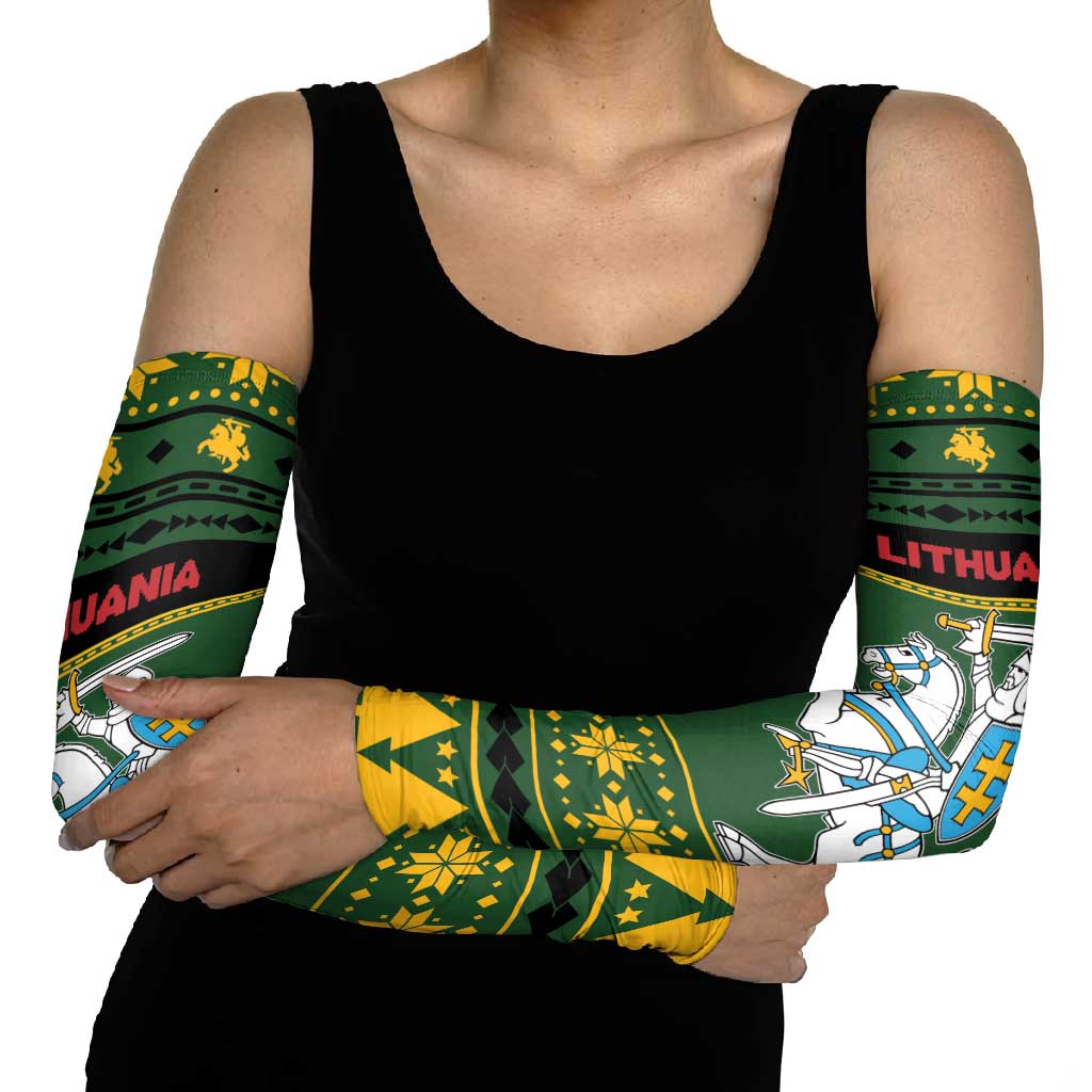 Lithuania Christmas Arm Sleeves Coat Of Arms Linksmu Kaledu - Wonder Print Shop