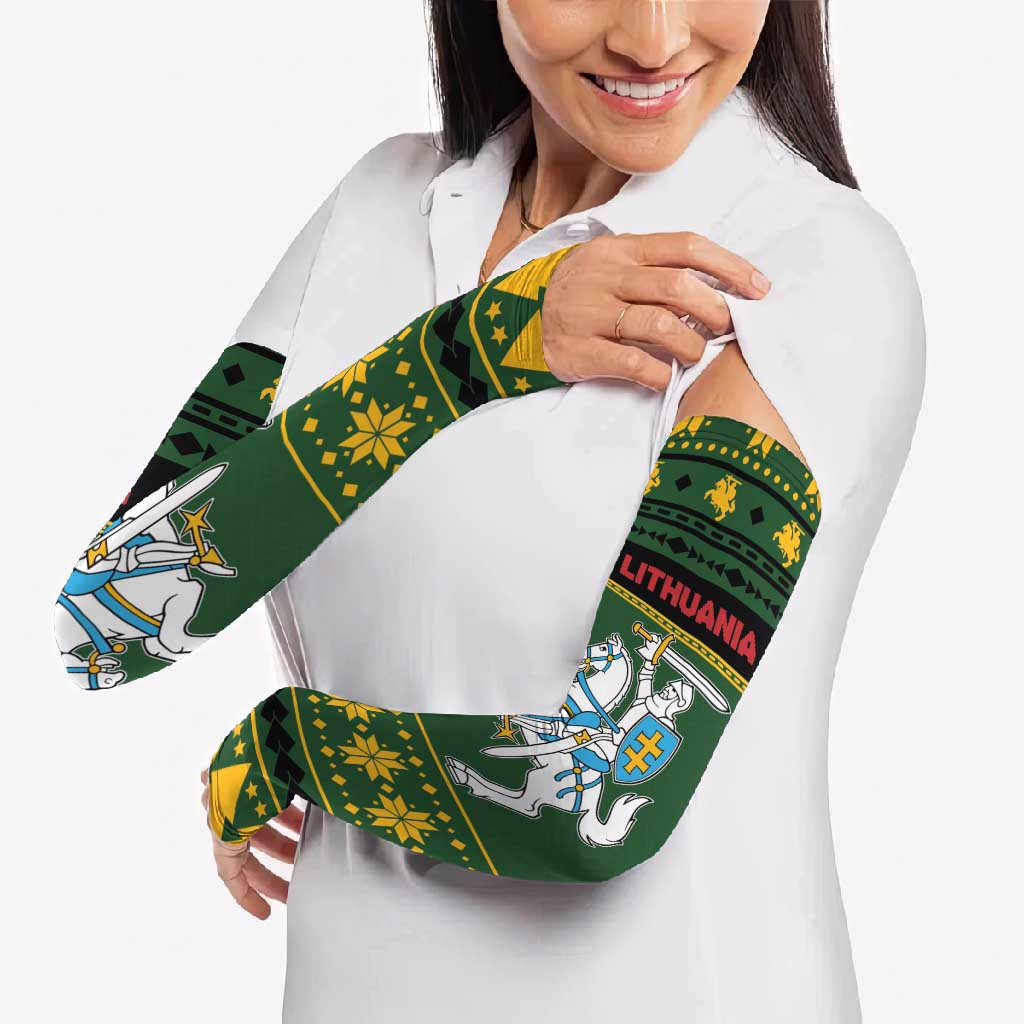 Lithuania Christmas Arm Sleeves Coat Of Arms Linksmu Kaledu - Wonder Print Shop