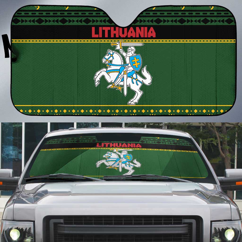 Lithuania Christmas Auto Sun Shade Coat Of Arms Linksmu Kaledu - Wonder Print Shop
