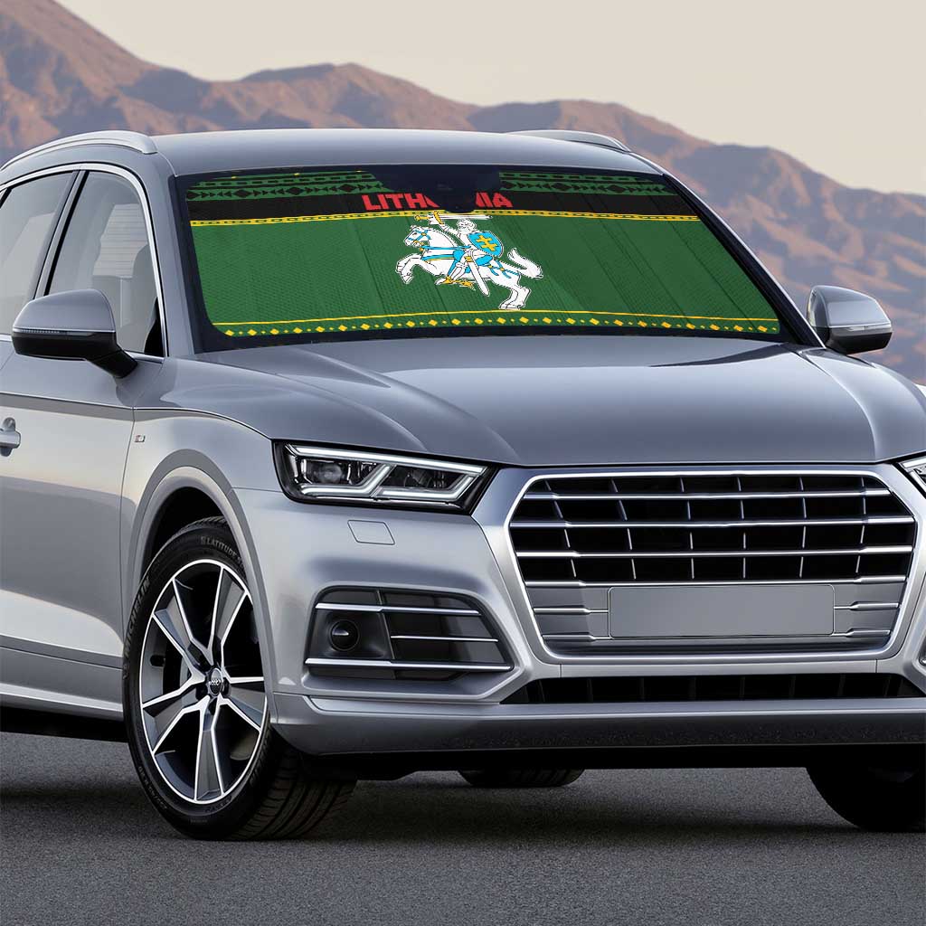 Lithuania Christmas Auto Sun Shade Coat Of Arms Linksmu Kaledu - Wonder Print Shop