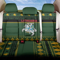 Lithuania Christmas Back Car Seat Cover Coat Of Arms Linksmu Kaledu - Wonder Print Shop