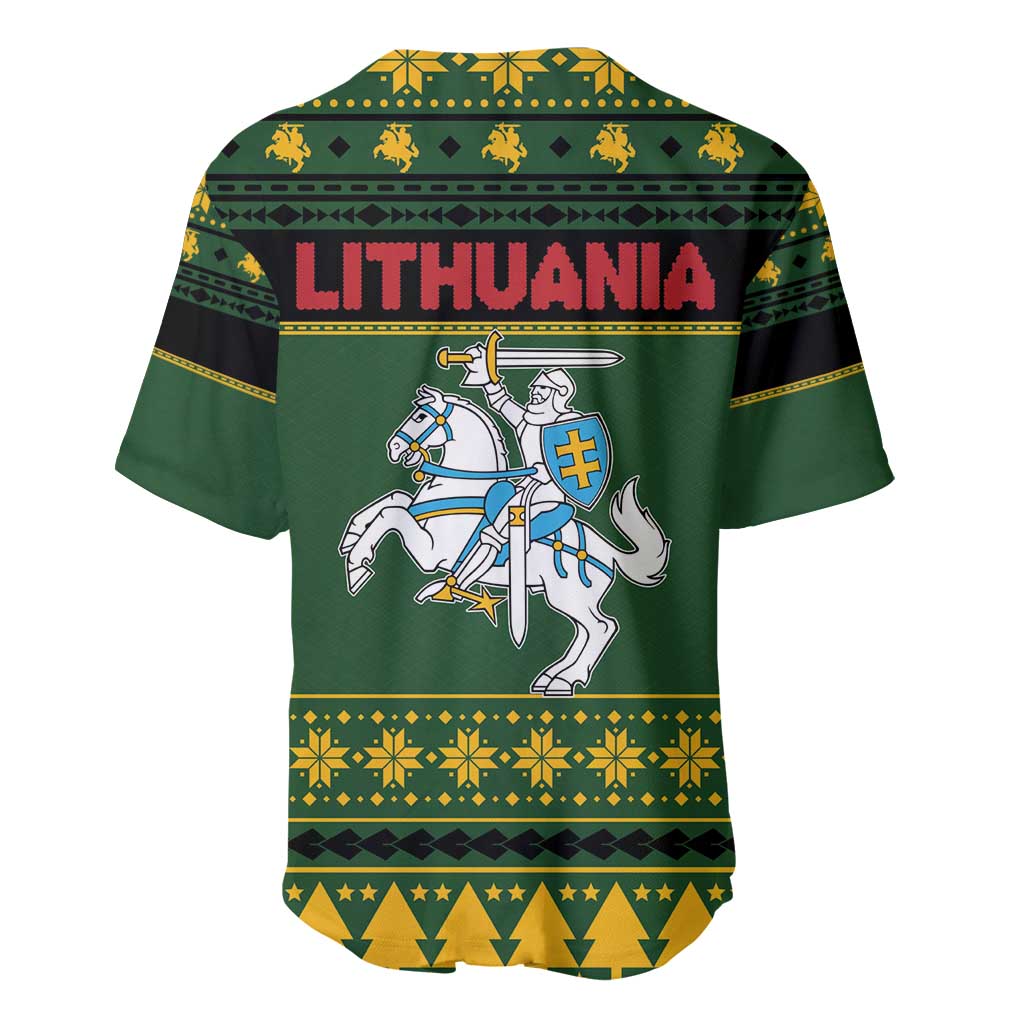 Lithuania Christmas Baseball Jersey Coat Of Arms Linksmu Kaledu - Wonder Print Shop