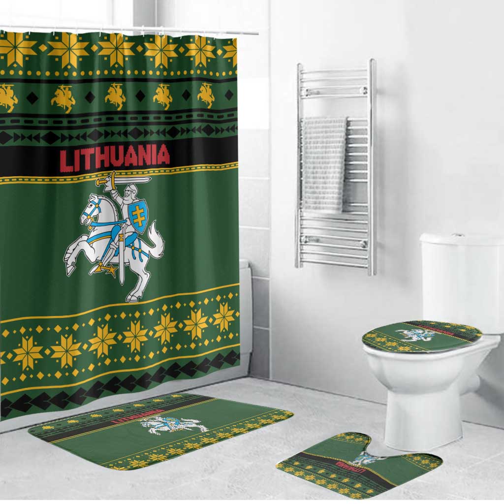 Lithuania Christmas Bathroom Set Coat Of Arms Linksmu Kaledu - Wonder Print Shop