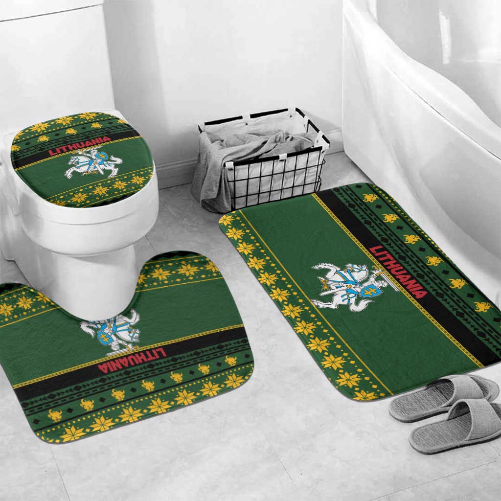 Lithuania Christmas Bathroom Set Coat Of Arms Linksmu Kaledu - Wonder Print Shop