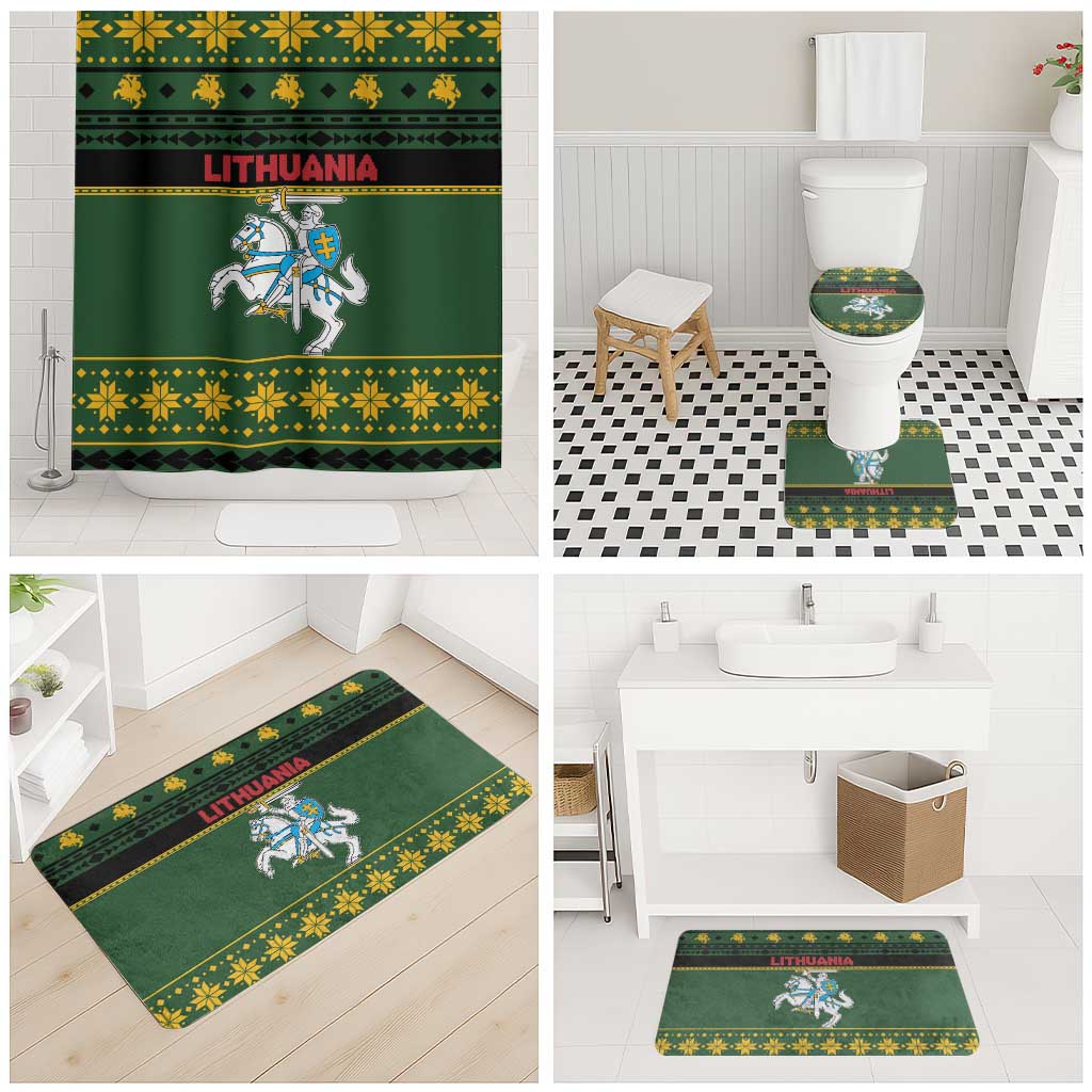 Lithuania Christmas Bathroom Set Coat Of Arms Linksmu Kaledu - Wonder Print Shop