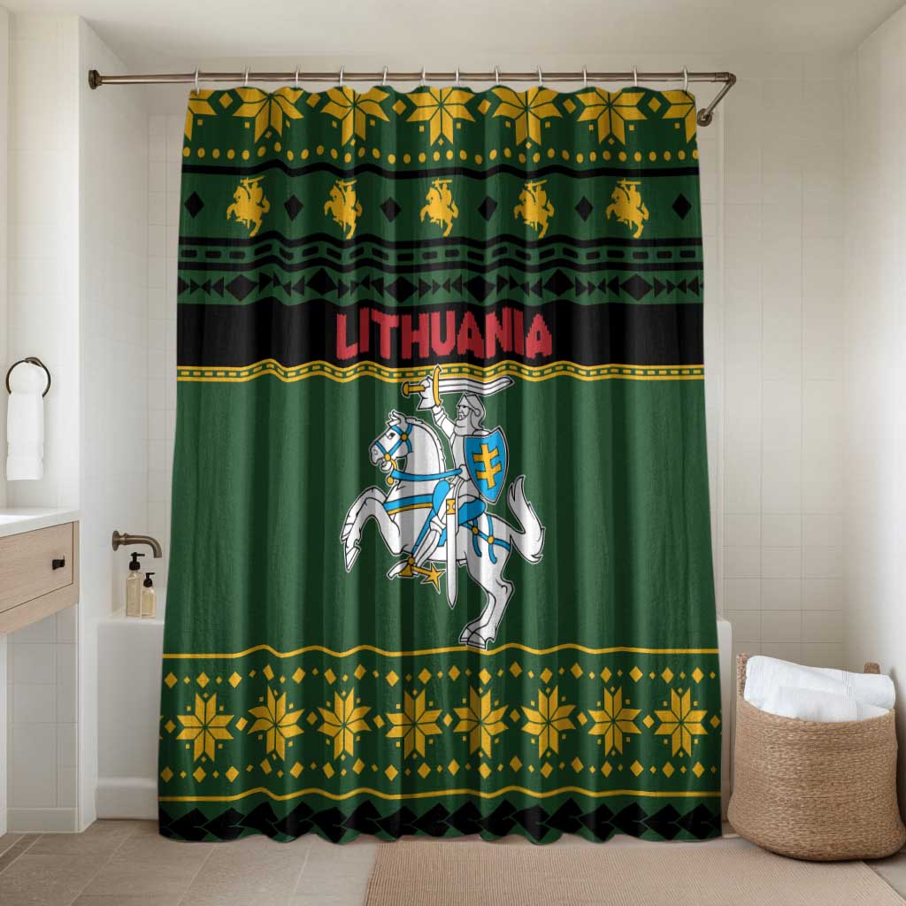 Lithuania Christmas Bathroom Set Coat Of Arms Linksmu Kaledu - Wonder Print Shop