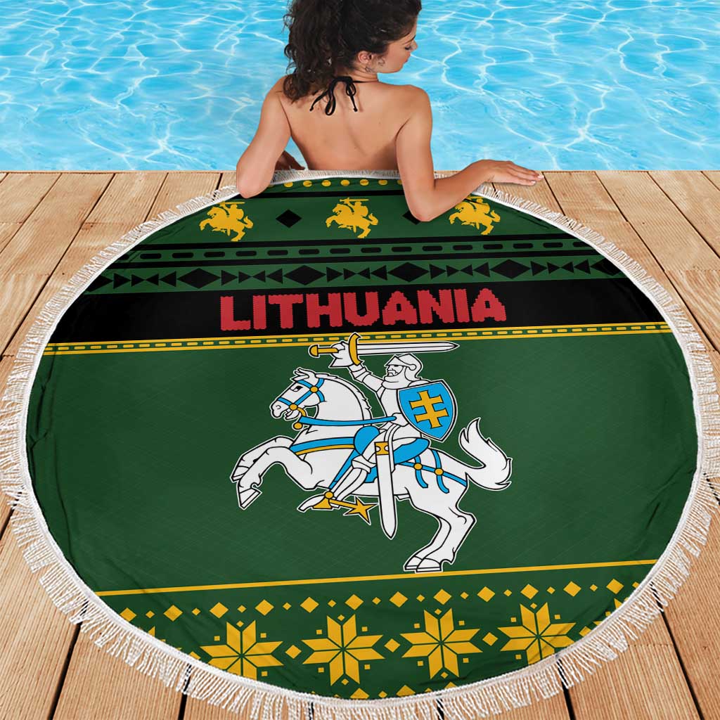 Lithuania Christmas Beach Blanket Coat Of Arms Linksmu Kaledu - Wonder Print Shop