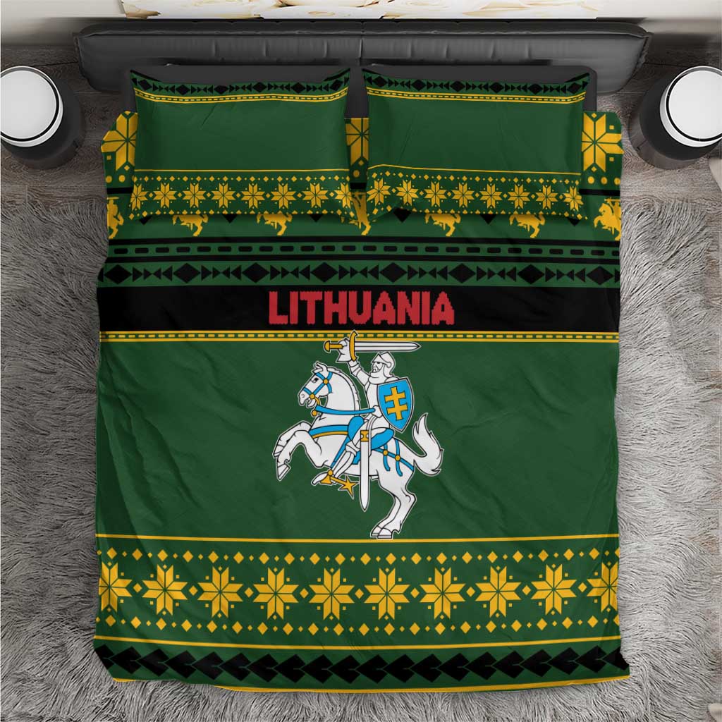 Lithuania Christmas Bedding Set Coat Of Arms Linksmu Kaledu - Wonder Print Shop