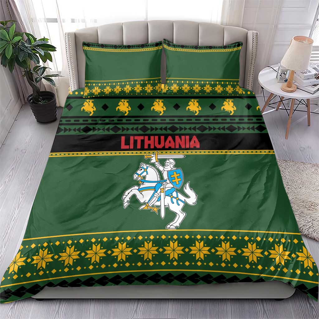 Lithuania Christmas Bedding Set Coat Of Arms Linksmu Kaledu - Wonder Print Shop
