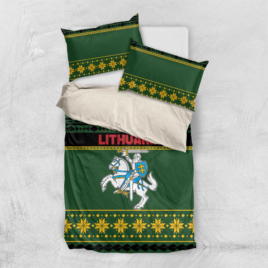 Lithuania Christmas Bedding Set Coat Of Arms Linksmu Kaledu - Wonder Print Shop