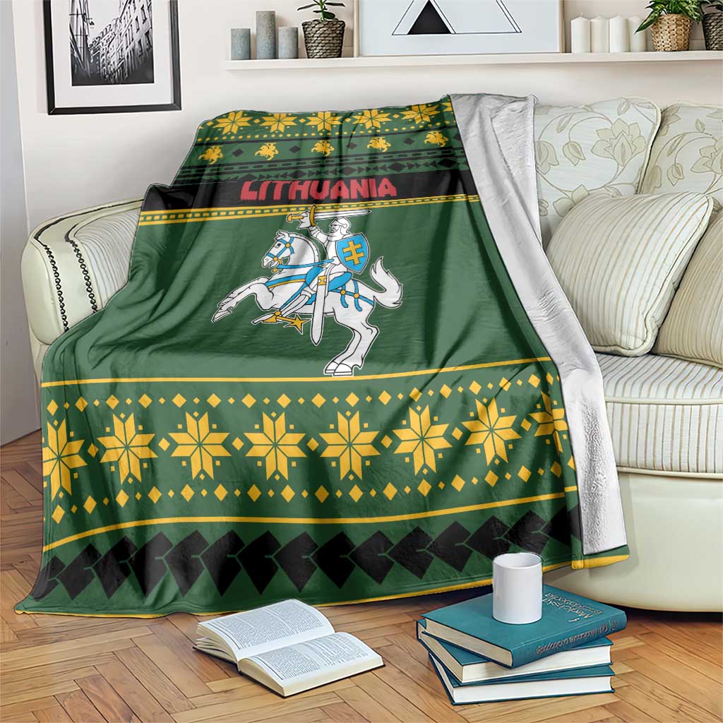 Lithuania Christmas Blanket Coat Of Arms Linksmu Kaledu - Wonder Print Shop