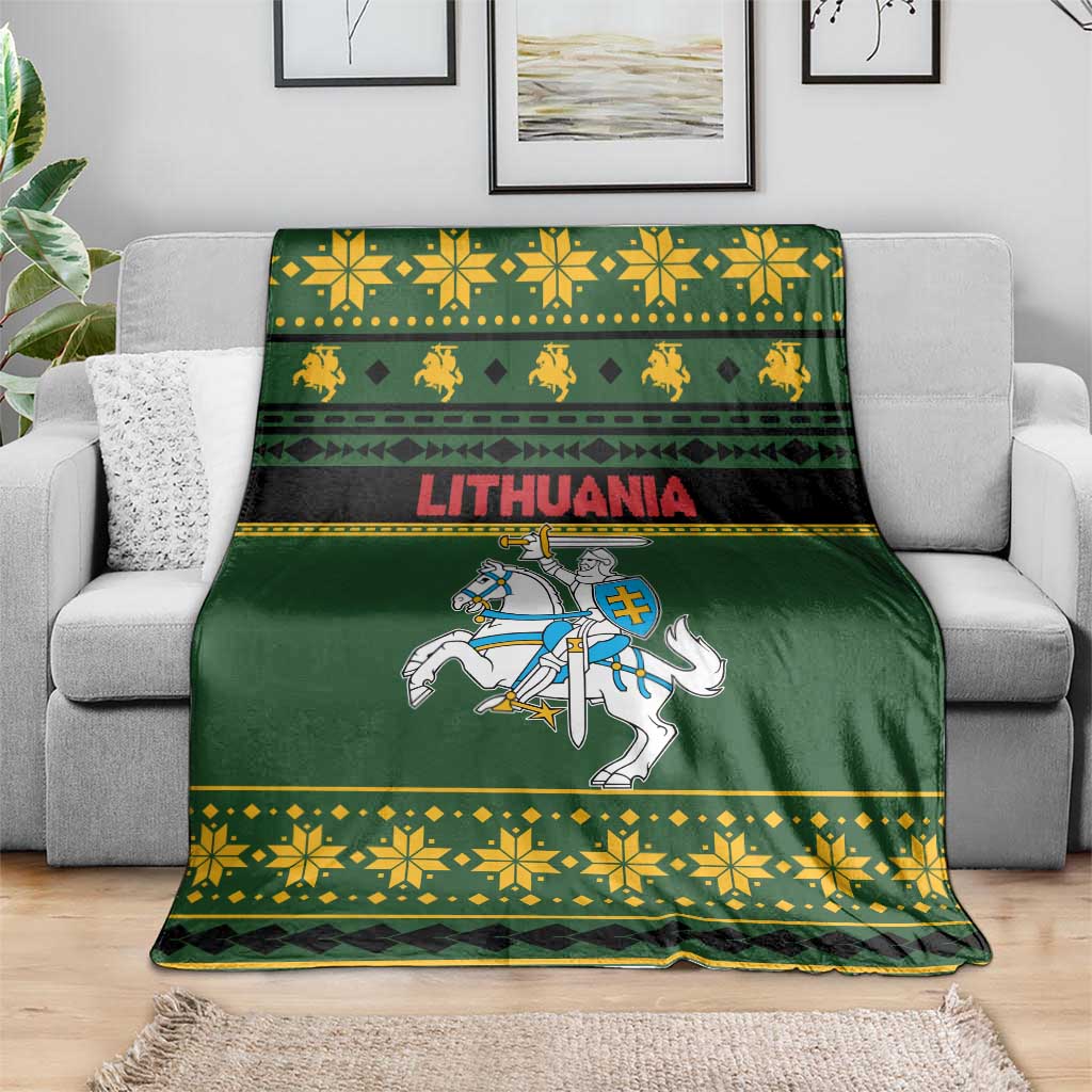Lithuania Christmas Blanket Coat Of Arms Linksmu Kaledu - Wonder Print Shop