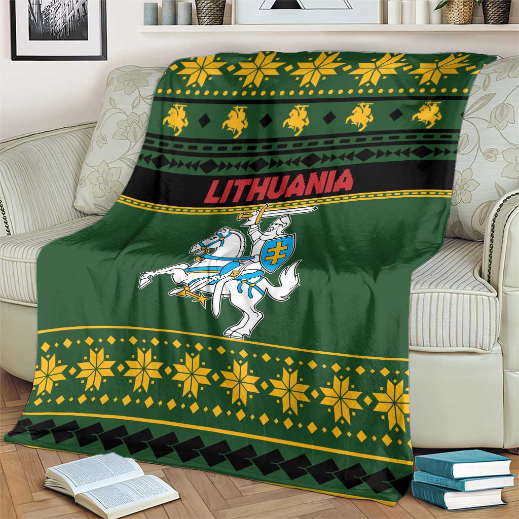 Lithuania Christmas Blanket Coat Of Arms Linksmu Kaledu - Wonder Print Shop