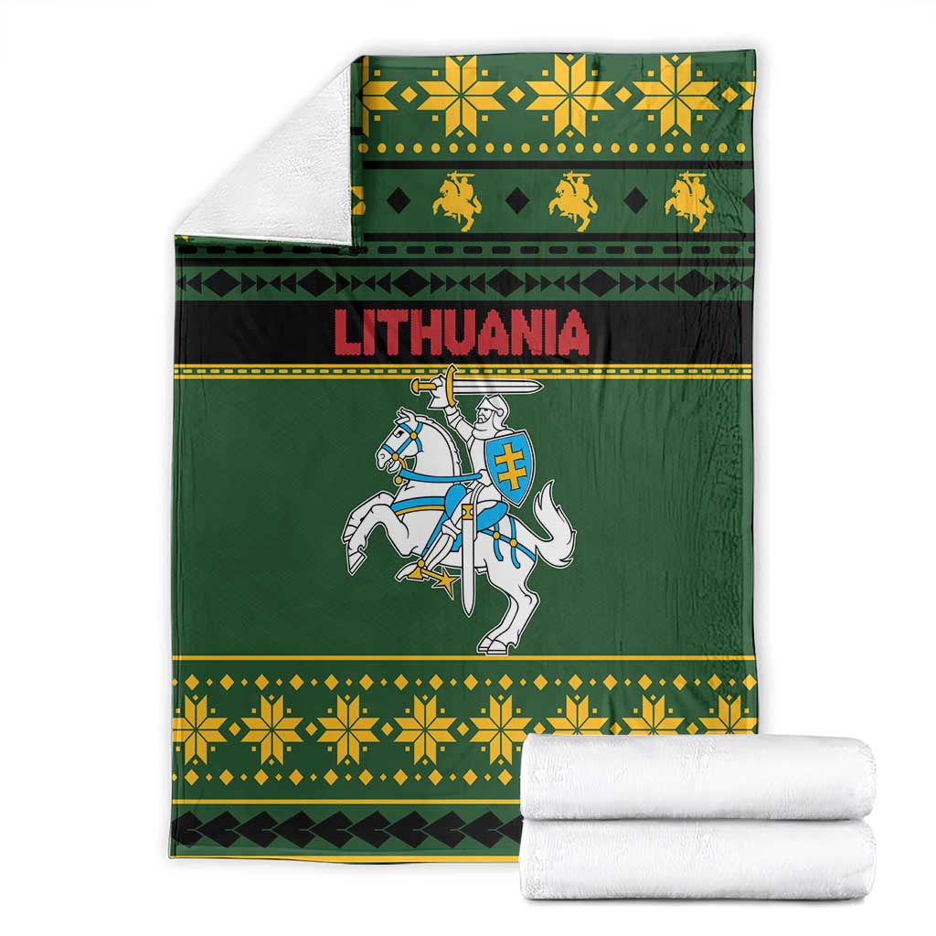 Lithuania Christmas Blanket Coat Of Arms Linksmu Kaledu - Wonder Print Shop