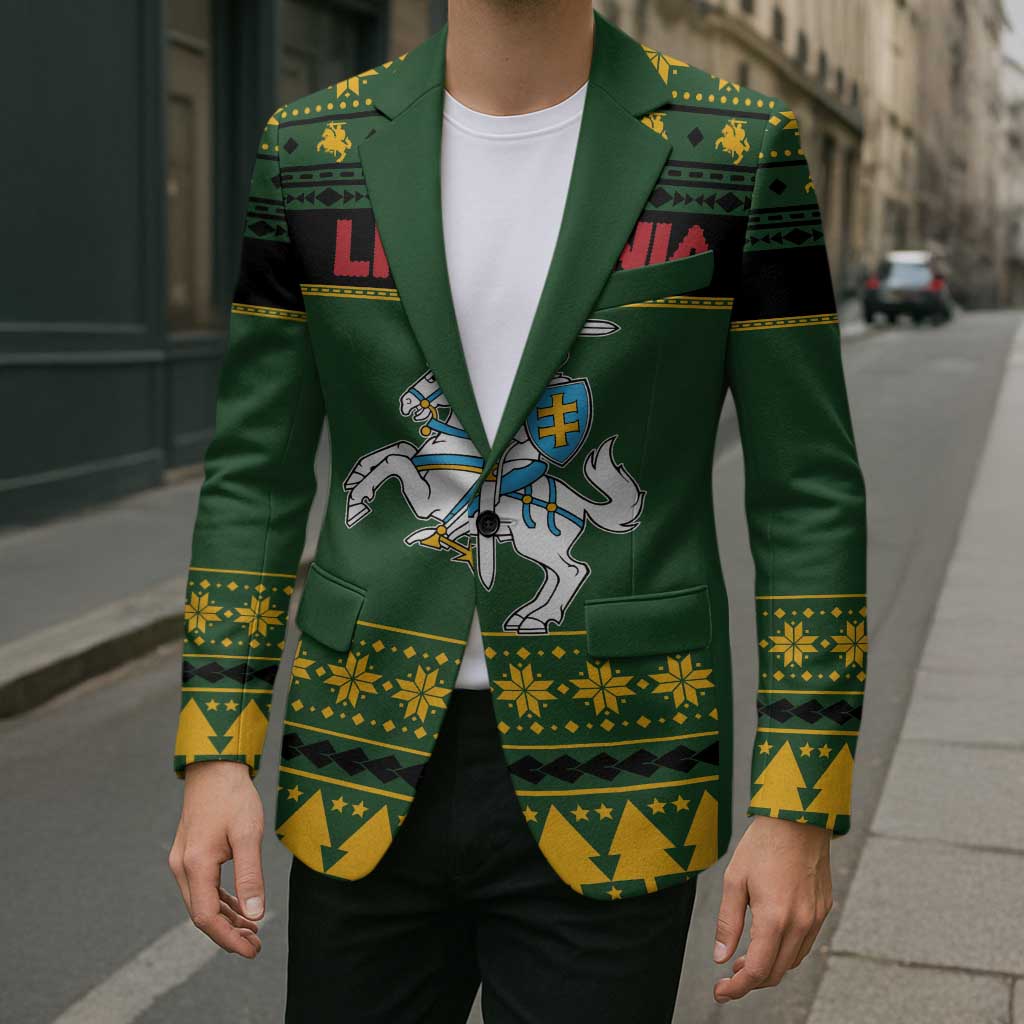 Lithuania Christmas Blazer Coat Of Arms Linksmu Kaledu - Wonder Print Shop