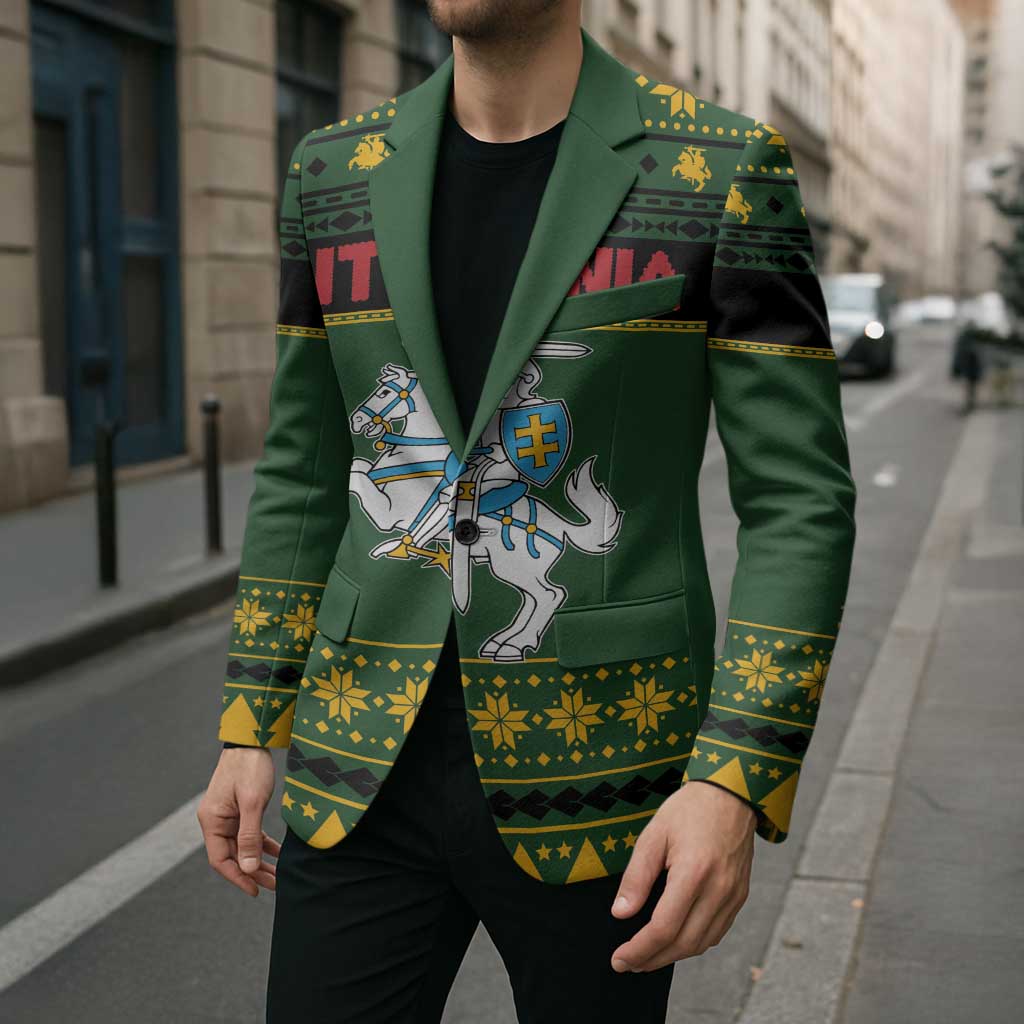Lithuania Christmas Blazer Coat Of Arms Linksmu Kaledu - Wonder Print Shop