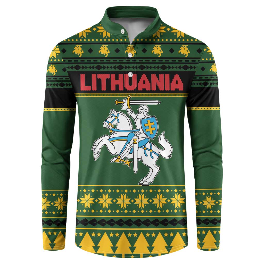 Lithuania Christmas Button Sweatshirt Coat Of Arms Linksmu Kaledu - Wonder Print Shop