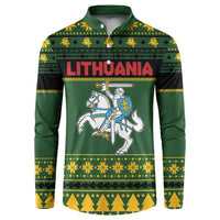 Lithuania Christmas Button Sweatshirt Coat Of Arms Linksmu Kaledu - Wonder Print Shop