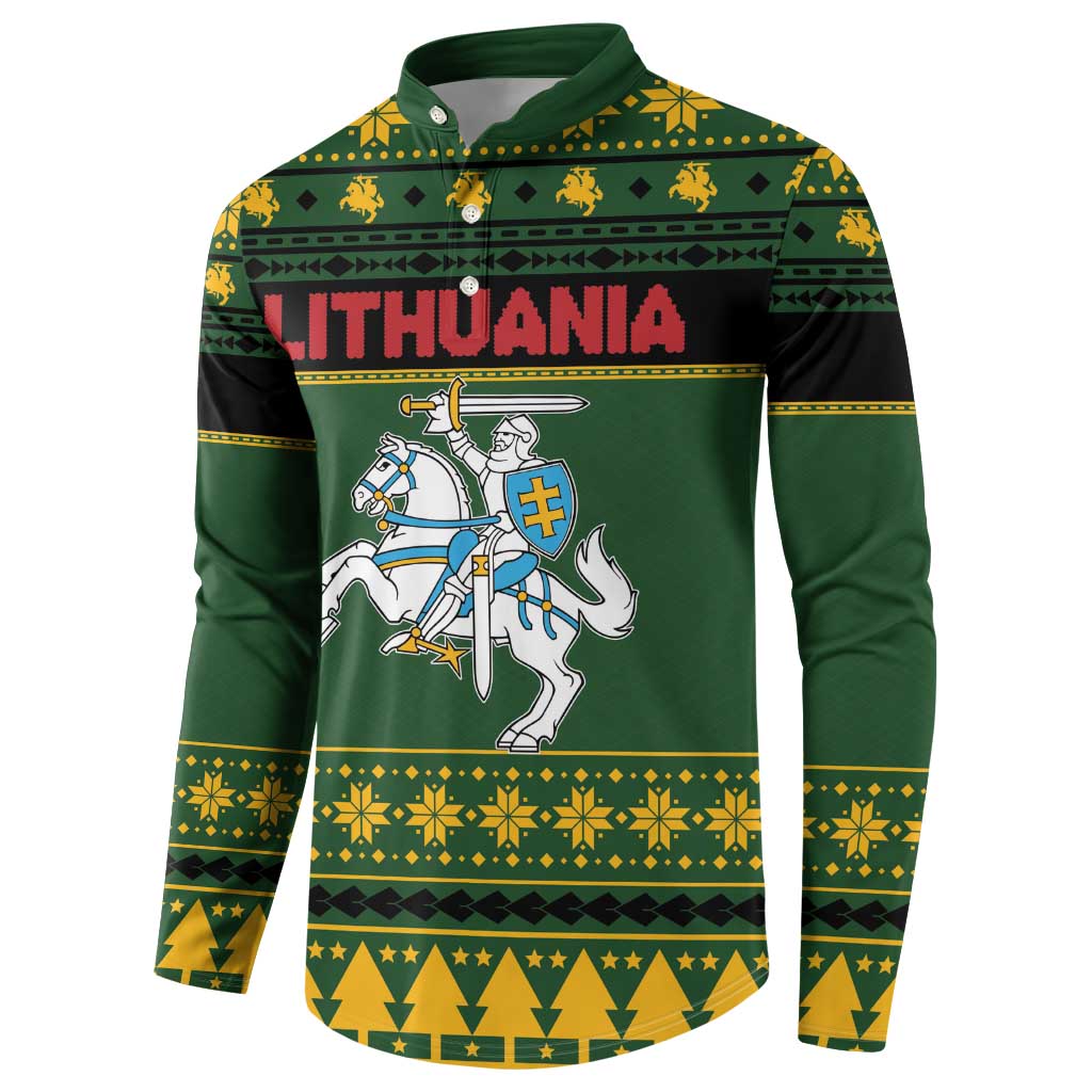 Lithuania Christmas Button Sweatshirt Coat Of Arms Linksmu Kaledu - Wonder Print Shop