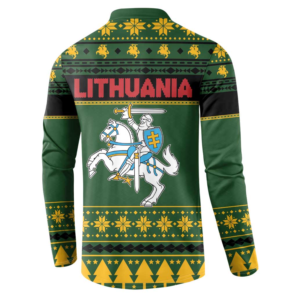 Lithuania Christmas Button Sweatshirt Coat Of Arms Linksmu Kaledu - Wonder Print Shop