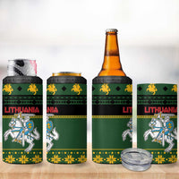 Lithuania Christmas 4 in 1 Can Cooler Tumbler Coat Of Arms Linksmu Kaledu - Wonder Print Shop