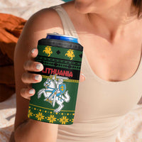 Lithuania Christmas 4 in 1 Can Cooler Tumbler Coat Of Arms Linksmu Kaledu - Wonder Print Shop
