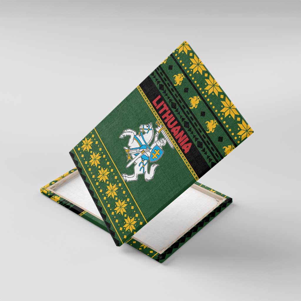 Lithuania Christmas Canvas Wall Art Coat Of Arms Linksmu Kaledu - Wonder Print Shop