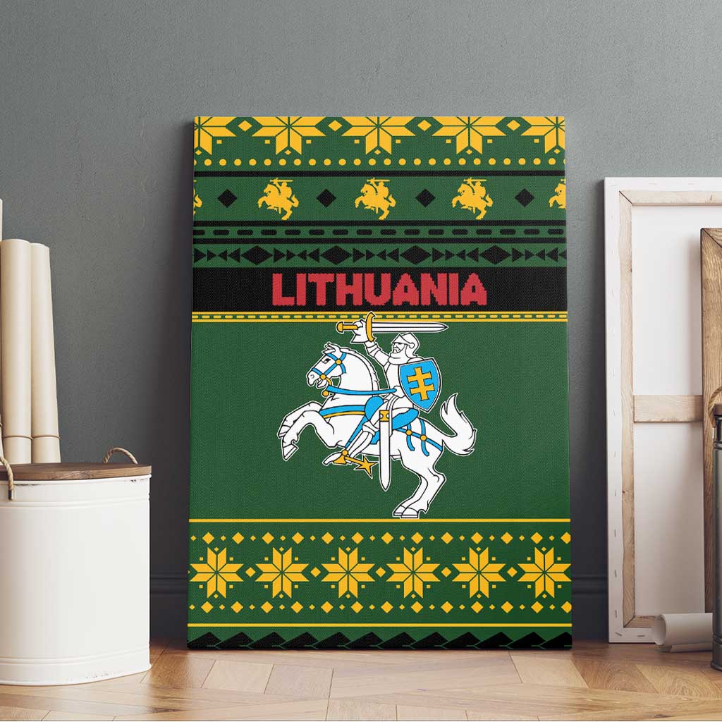 Lithuania Christmas Canvas Wall Art Coat Of Arms Linksmu Kaledu - Wonder Print Shop