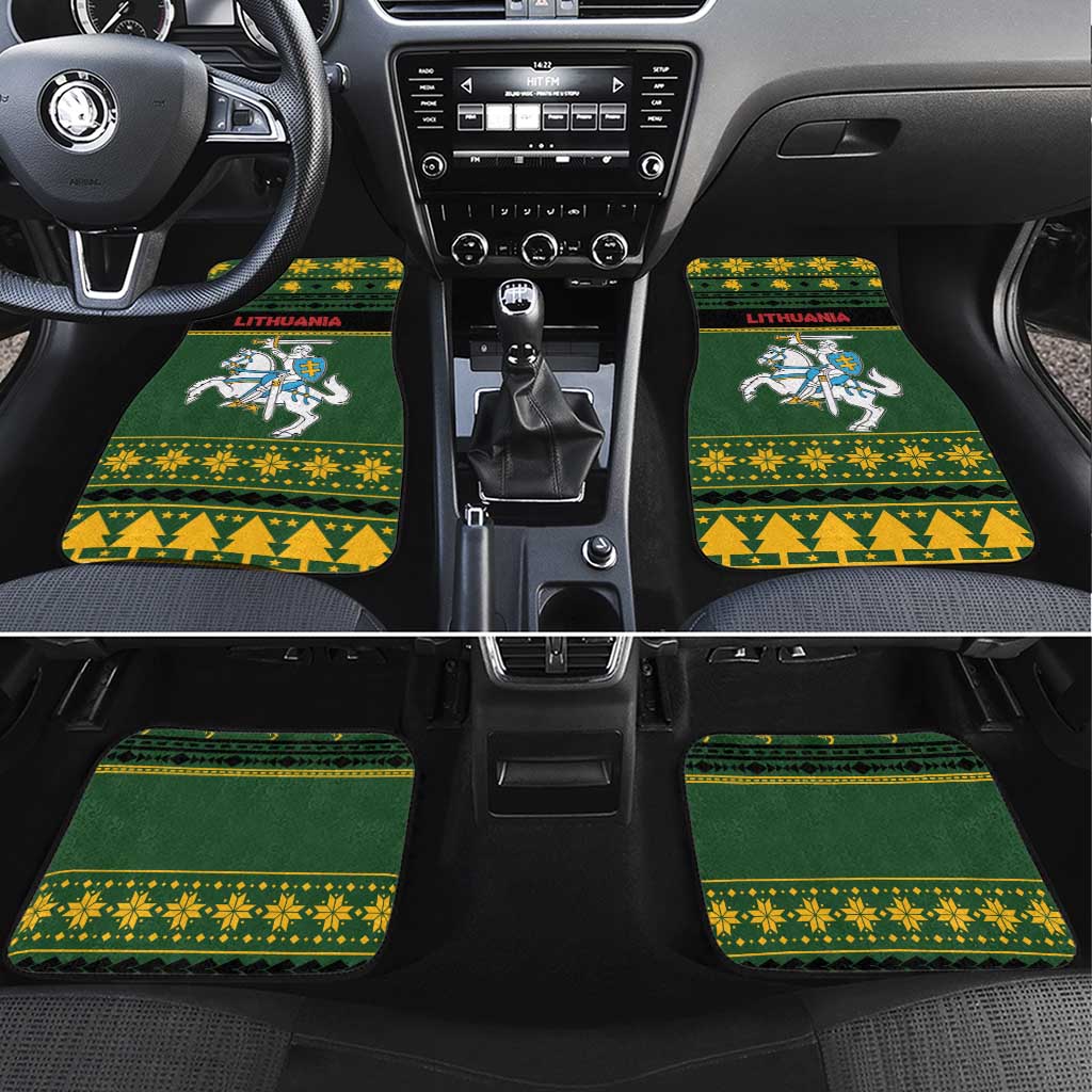 Lithuania Christmas Car Mats Coat Of Arms Linksmu Kaledu - Wonder Print Shop