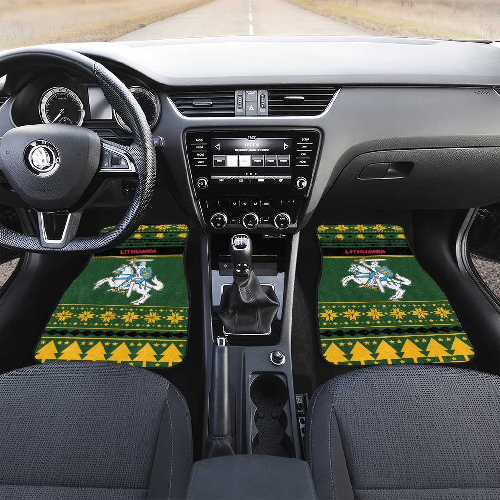 Lithuania Christmas Car Mats Coat Of Arms Linksmu Kaledu - Wonder Print Shop