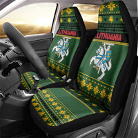 Lithuania Christmas Car Seat Cover Coat Of Arms Linksmu Kaledu - Wonder Print Shop