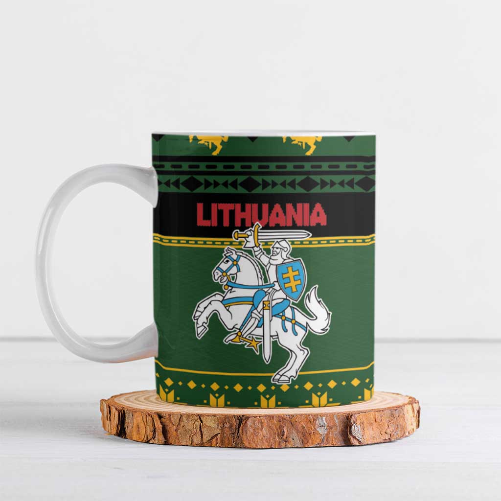 Lithuania Christmas Ceramic Mug Coat Of Arms Linksmu Kaledu - Wonder Print Shop