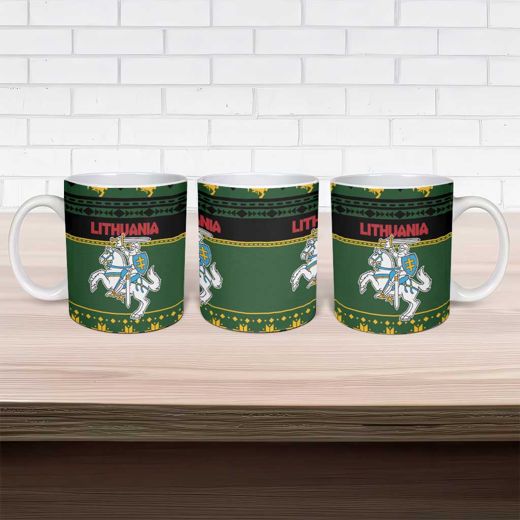 Lithuania Christmas Ceramic Mug Coat Of Arms Linksmu Kaledu - Wonder Print Shop