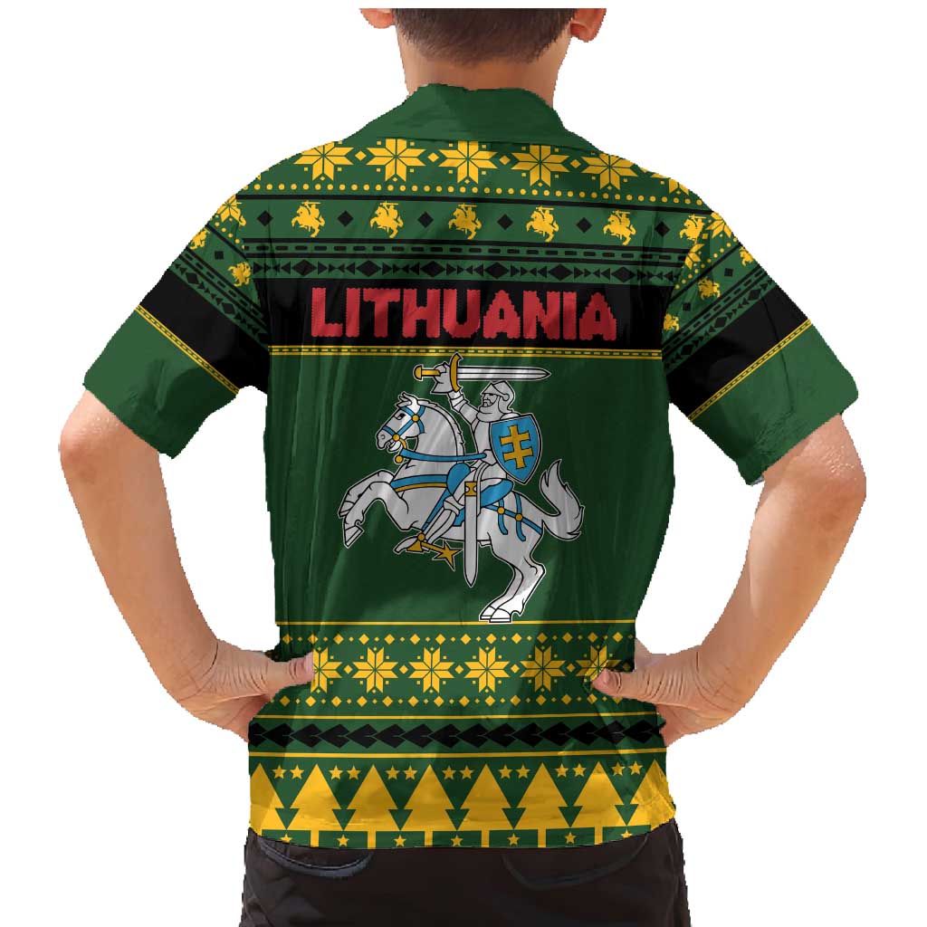 Lithuania Christmas Family Matching Mermaid Dress and Hawaiian Shirt Coat Of Arms Linksmu Kaledu - Wonder Print Shop