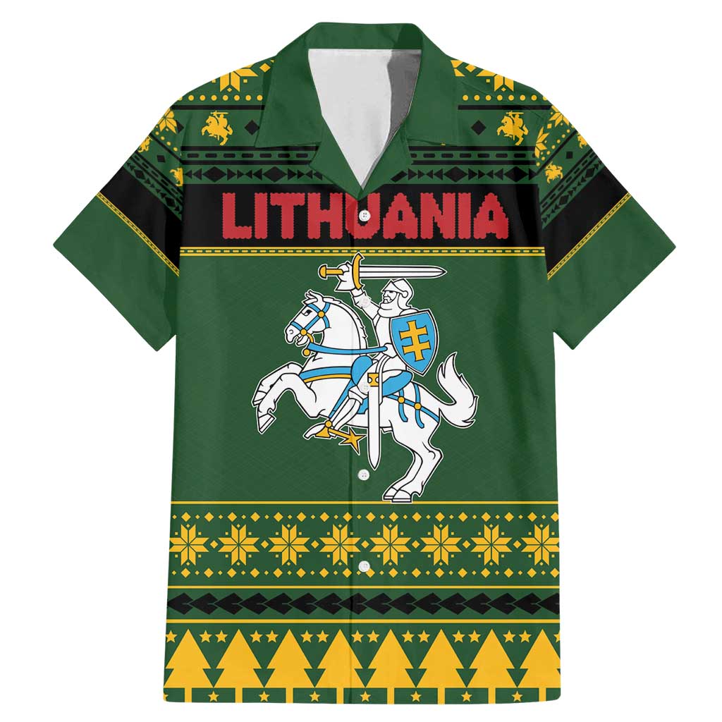 Lithuania Christmas Family Matching Mermaid Dress and Hawaiian Shirt Coat Of Arms Linksmu Kaledu - Wonder Print Shop