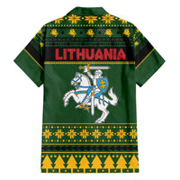 Lithuania Christmas Family Matching Off The Shoulder Long Sleeve Dress and Hawaiian Shirt Coat Of Arms Linksmu Kaledu - Wonder Print Shop